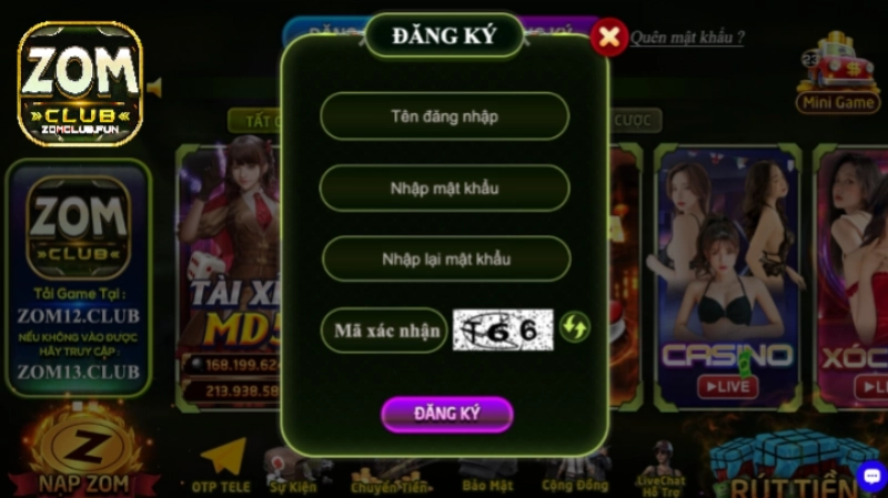 Vào đúng cổng game để thực hiện tạo nick zomclub